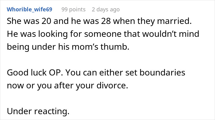 Comment from user describing issues with creepy MIL watching pregnant DIL sleep and boundary setting in relationships.