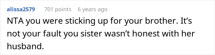 Screenshot of online comment discussing eldest sister’s promiscuous past after mocking youngest brother for virginity. Screenshot of online comment discussing eldest sister’s promiscuous past after mocking youngest brother for virginity.