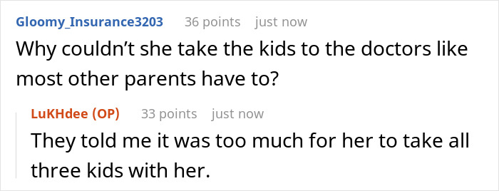 Screenshot of a discussion about a couple expecting a teen to help babysit half siblings while planning to ditch them.