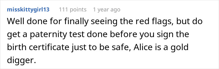 Comment on Reddit about a man defending his daughter&rsquo;s room from fianc&eacute;e, advising a paternity test before signing birth certificate.