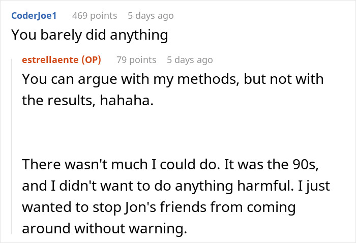 Screenshot of a Reddit conversation where a user discusses awkward methods after being told his boxers bothered guests.