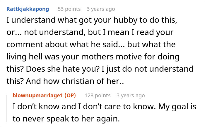 Reddit conversation revealing shock and confusion about a woman catching her mom sleeping with her husband in an affair.