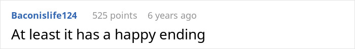 Comment on Reddit post saying at least it has a happy ending, related to sister sending adoption papers after mistaking babysitting offer for chance to take the baby.