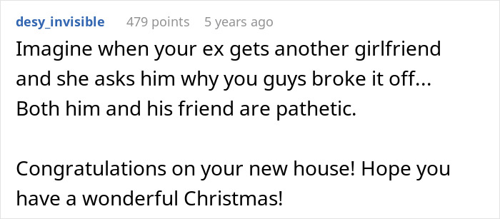 Comment expressing sympathy for a woman dumping her boyfriend after being told her period is disgusting and to hide it.