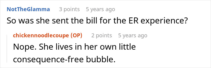 Screenshot of a forum discussion about a MIL ignoring a child&rsquo;s severe allergy, leading to an ER visit.