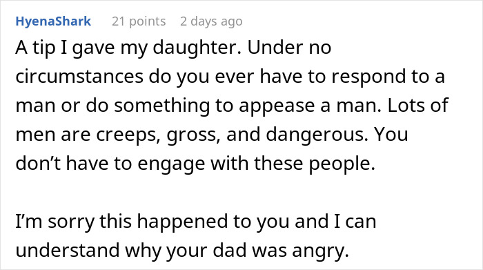 Comment warning about creepy men and advice for women dealing with a worried creepy Airbnb host texts situation.