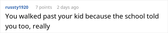 Comment on Reddit post showing user reaction to teacher scaring student who hit her, dad surprised by suspension news.