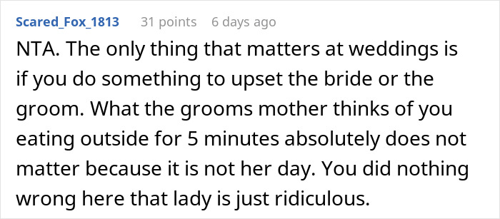 Comment discussing wedding drama over accommodating a friend&rsquo;s diet as she brings her own food, causing tension.