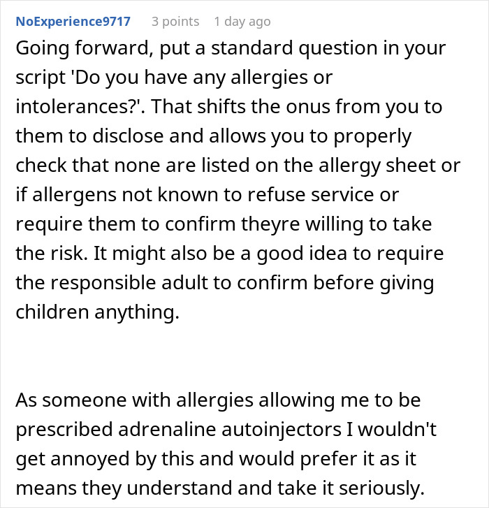 Kid with nut allergy grabs sample causing concern, worker blamed for giving allergen without checking. Kid with nut allergy grabs sample causing concern, worker blamed for giving allergen without checking.