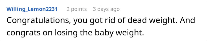 Comment on a forum about losing baby weight and turning life around after learning husband's thoughts on her body.