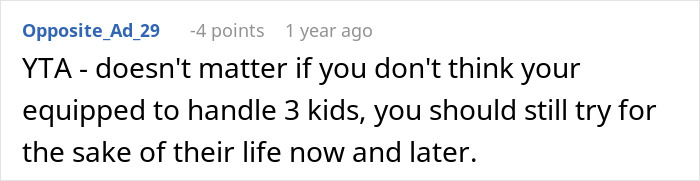 Screenshot of an online comment discussing challenges of handling kids, related to a woman’s life changing after her late sister’s wish. Screenshot of an online comment discussing challenges of handling kids, related to a woman’s life changing after her late sister’s wish.