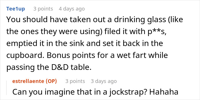 Screenshot of a Reddit comment thread discussing awkward behavior related to boxers bothering guests and making things more uncomfortable.