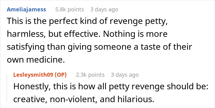 Reddit comments praising a student's petty revenge on noisy neighbor for blasting music late at night, highlighting creativity and humor.