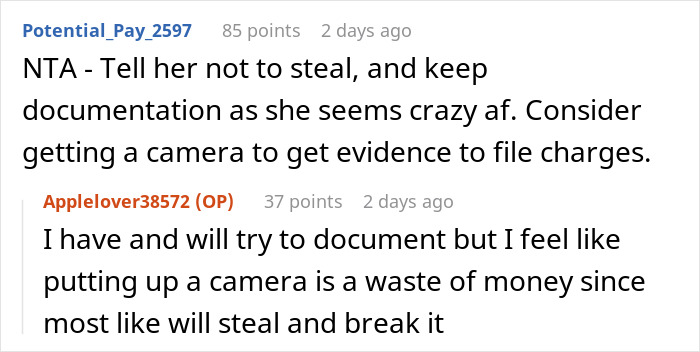 Screenshot of an online discussion about a serial food thief with peanut allergy causing ER visit after stealing roommate's dinner.