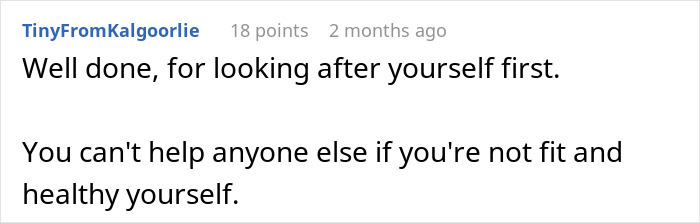Screenshot of an online comment praising self-care, related to woman eavesdropping on boyfriend’s private therapy session. Screenshot of an online comment praising self-care, related to woman eavesdropping on boyfriend’s private therapy session.