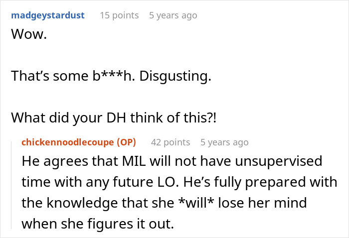 Screenshot of an online discussion about a MIL ignoring a child&rsquo;s severe allergy, causing an emergency room visit.