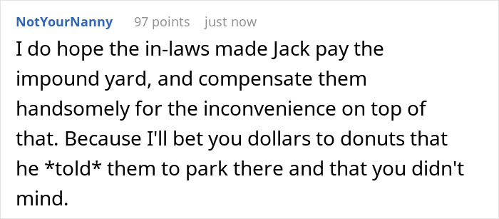 Comment discussing a nurse’s frustration after a neighbor repeatedly uses her driveway following a 12-hour shift.