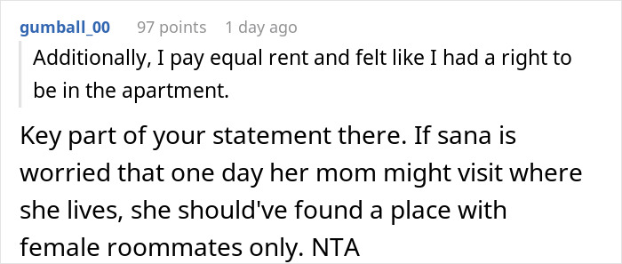 Screenshot of a Reddit comment discussing a student kicked out due to roommate’s Muslim mom’s visit to keep appearances. Screenshot of a Reddit comment discussing a student kicked out due to roommate’s Muslim mom’s visit to keep appearances.