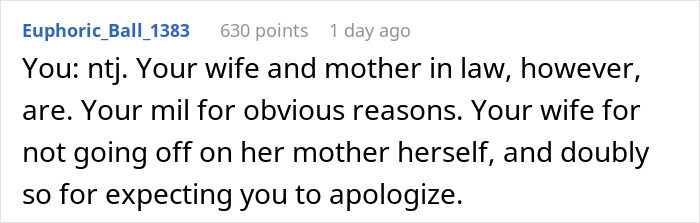 Screenshot of a Reddit comment discussing a mother-in-law banned after discovering secret trash digging by the couple.