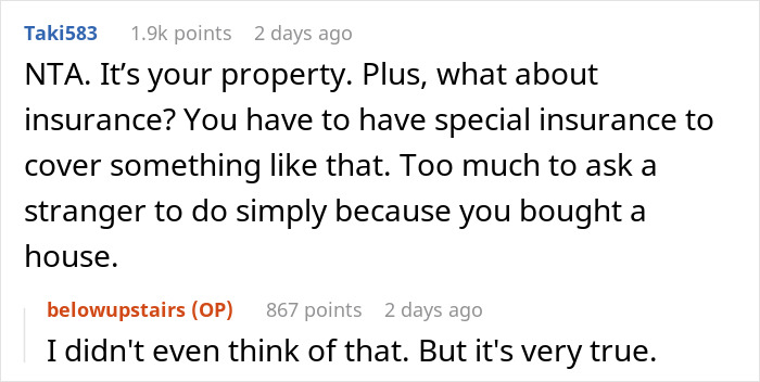 Screenshot of a Reddit conversation discussing a woman demanding to marry in a stranger&rsquo;s backyard and their refusal.