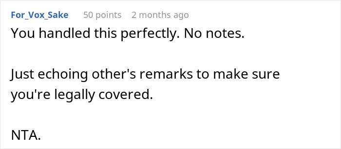Reddit comment praising someone for handling a situation involving a lazy, entitled disabled brother and family conflict.