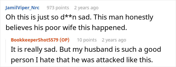 Comments showing a couple confronted by elderly neighbor over alleged affair, with emotional reactions from users.