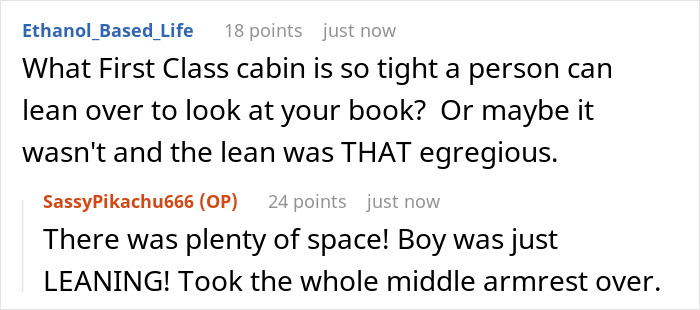 Reddit users debate rude old man leaning too close in tight first class cabin on woman’s first ever flight experience. Reddit users debate rude old man leaning too close in tight first class cabin on woman’s first ever flight experience.