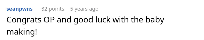 Comment congratulating original poster on baby making plans and offering good luck with motherhood journey.