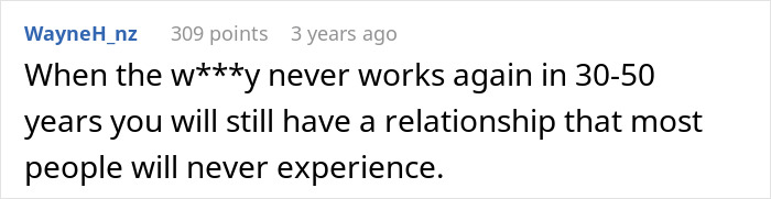 Screenshot of an online comment discussing long-term relationships, reflecting robotically calculated choice debate.