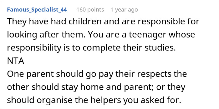 Comment on parents and siblings in Austria babysitting responsibilities, emphasizing child's study priorities and organizing helpers. Comment on parents and siblings in Austria babysitting responsibilities, emphasizing child's study priorities and organizing helpers.