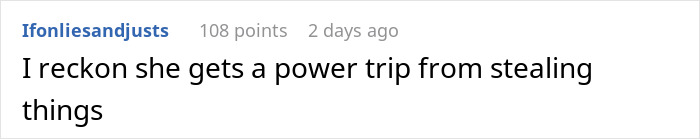 Screenshot of an online comment about a friendship ending after a purse fiasco involving stealing things.