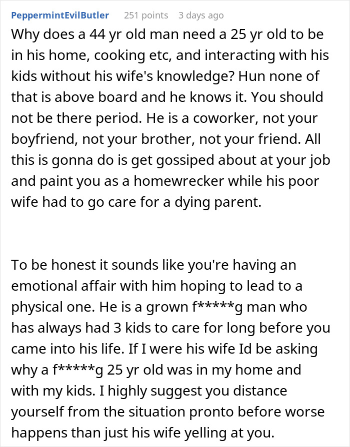 Woman helps struggling coworker during family crisis, gets mistaken for a mistress amid emotional affair concerns. Woman helps struggling coworker during family crisis, gets mistaken for a mistress amid emotional affair concerns.