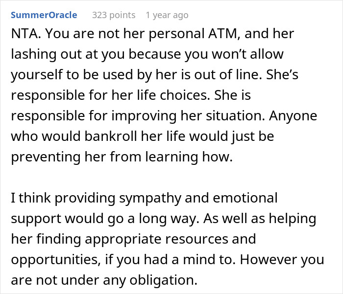 Reddit user advises woman rejecting sister's money requests while sibling rages over Ibiza pics amid family struggles. Reddit user advises woman rejecting sister's money requests while sibling rages over Ibiza pics amid family struggles.