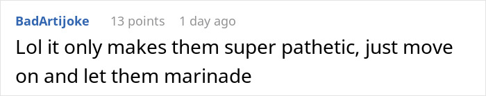 Reddit comment criticizing someone&rsquo;s reaction after ex-wife and her new husband changed their name.