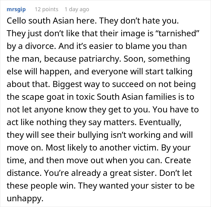 Woman exposing brother-in-law cheating online conversation discussing toxic South Asian family and divorce issues.
