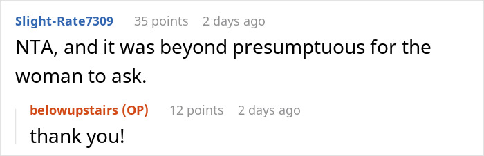 Reddit conversation discussing a woman demanding to marry in a stranger&rsquo;s backyard and the refusal reaction.