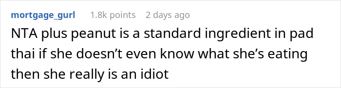 Comment discussing peanut allergy related to a serial food thief stealing roomie&rsquo;s dinner and ending in ER visit.