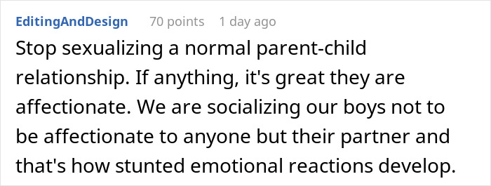 Comment on woman upset over boyfriend being affectionate with his mom, questioning if she is overthinking.