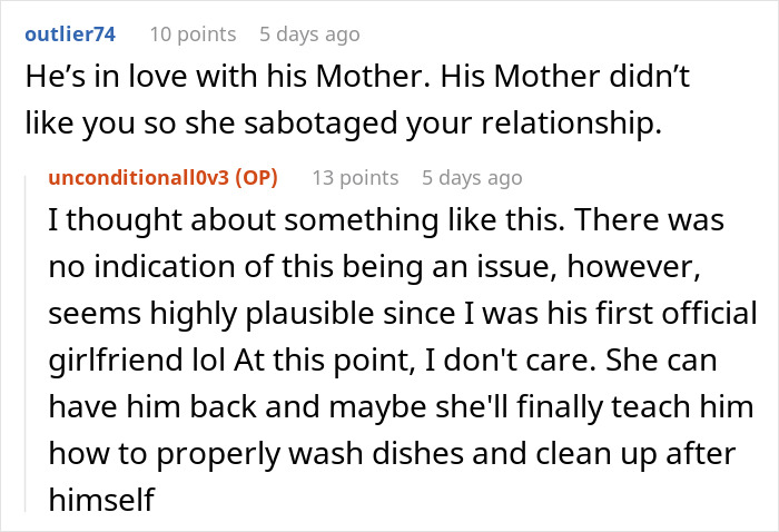 Screenshot of a Reddit conversation about a girlfriend going above and beyond for her boyfriend’s return before he ditches her. Screenshot of a Reddit conversation about a girlfriend going above and beyond for her boyfriend’s return before he ditches her.