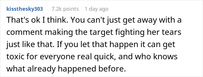 Reddit comment discussing the impact of a body-shaming incident leading to an immediate employee termination by CFO.