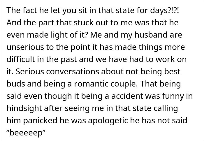 Text conversation screenshot showing a woman discussing a hidden device prank planted by her boyfriend causing serious relationship talks.