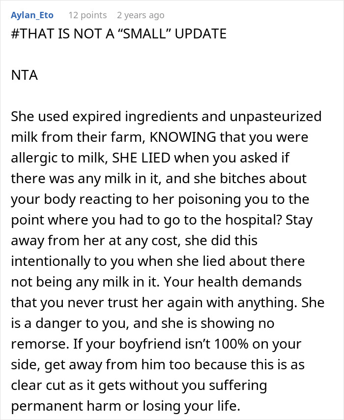  "I Destroyed Her Family Vacation": GF Rushed To The ER Thanks To Her BF's Mom's Contaminated Cake 