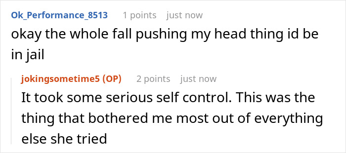 Screenshot of a Reddit conversation discussing personal challenges and self control related to a lying pick me girl tattoo inspiration.