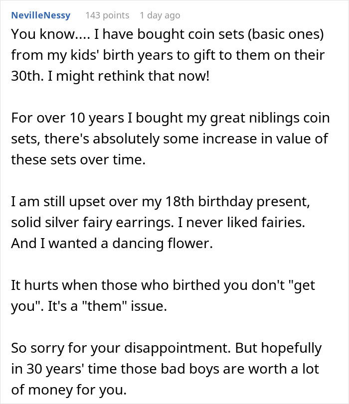 Teen disappointed and deeply hurt by parents&rsquo; gift on her 18th birthday, longing for a more meaningful present.