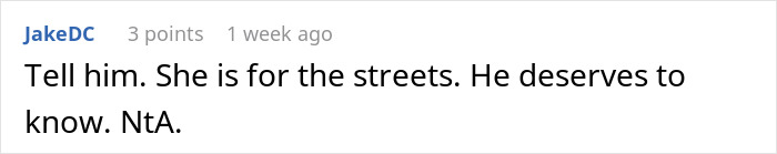 Screenshot of a comment urging to expose best friend&rsquo;s affair to her boyfriend, highlighting betrayal and honesty online.