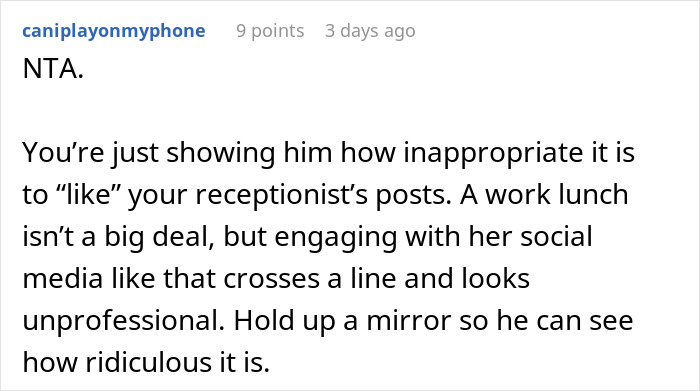 Screenshot of a Reddit comment discussing how petty drama at work might risk a man&rsquo;s job and affect his marriage.