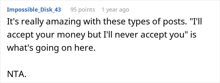 Screenshot of a forum comment discussing stepkids treating stepdad with indifference and expecting inheritance.