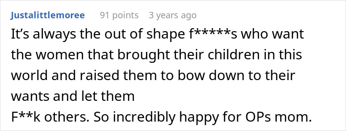 Comment on Reddit discussing reactions to a dad wanting an open marriage and mom sleeping with others.