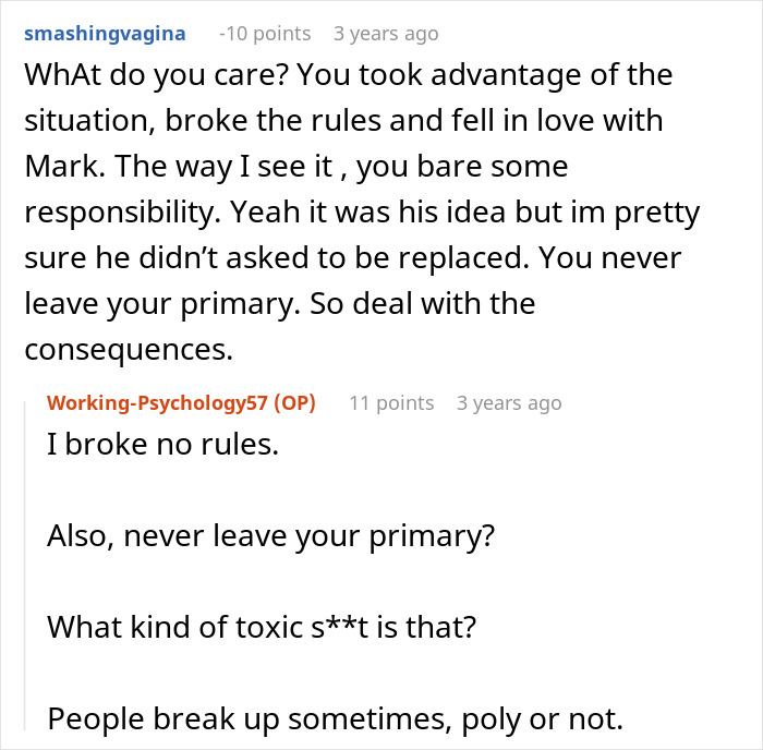 Reddit conversation about a guy coming out as poly, asking for an open marriage, and facing regrets over wife&rsquo;s new partner.