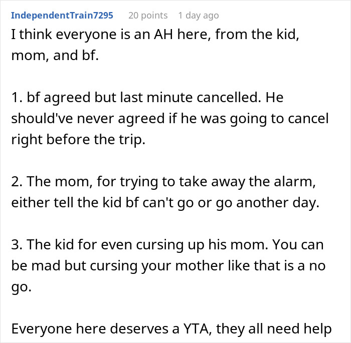 Man walks out while girlfriend&rsquo;s son has a meltdown about mountain biking early in the morning.
